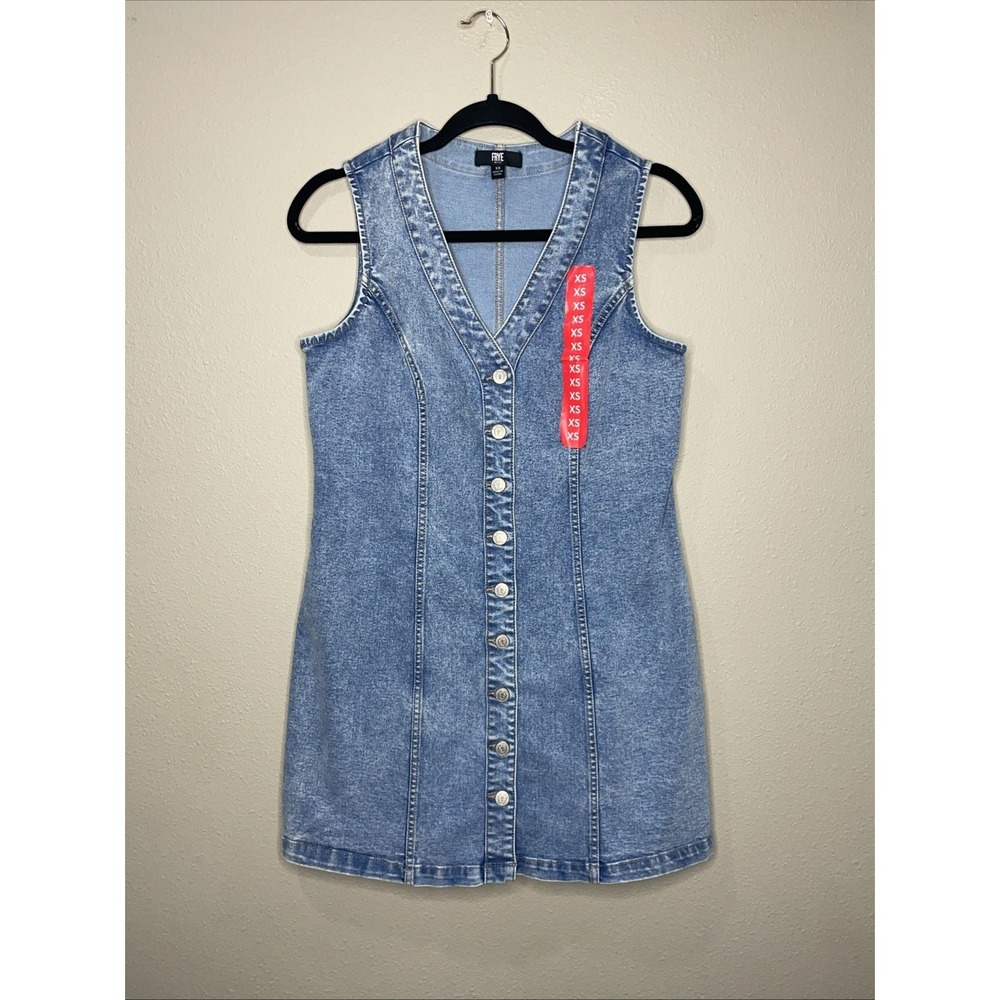 Frye Women's XS Sleeveless Short Length Stretch Denim Button Up Dress NWOT